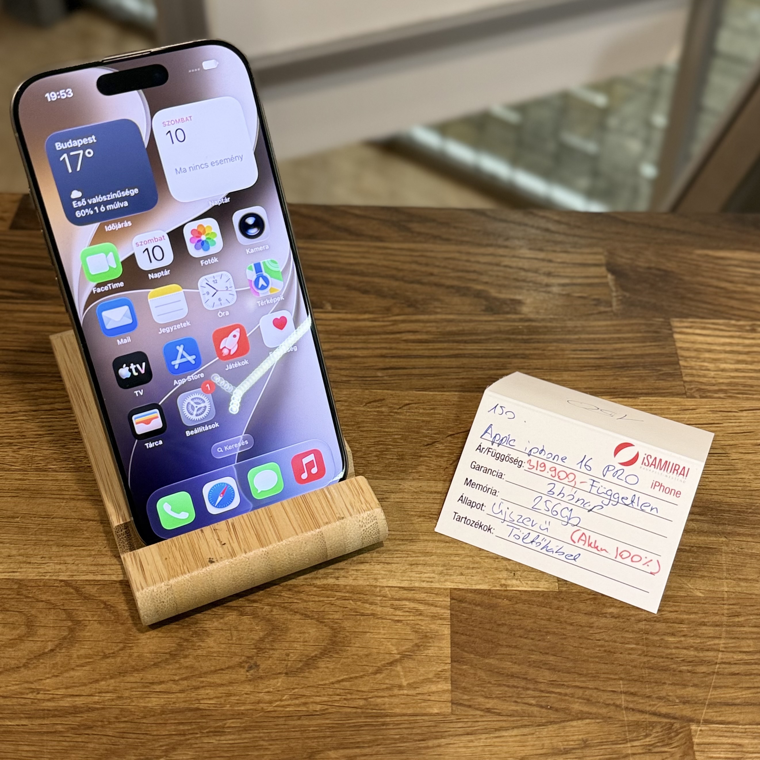 Apple iPhone 16 Pro - 256GB - Desert titán - Újszerű - Akku 100%  ( 150. )