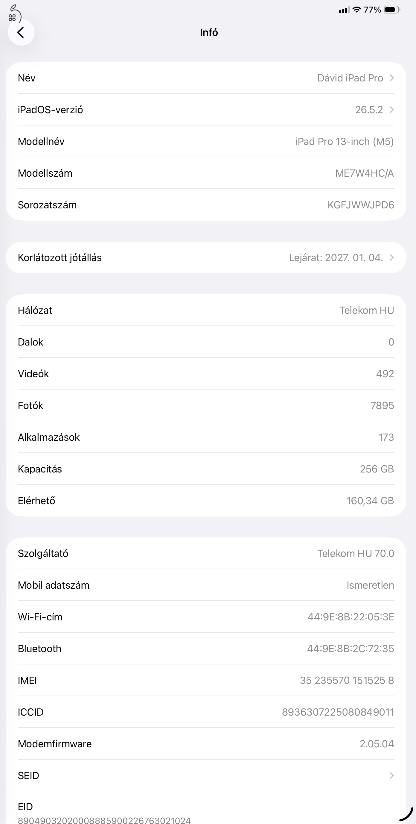 Apple ipad Pro 13 - 256GB - 2025 - M5 WIFI+Celular + gyári tok