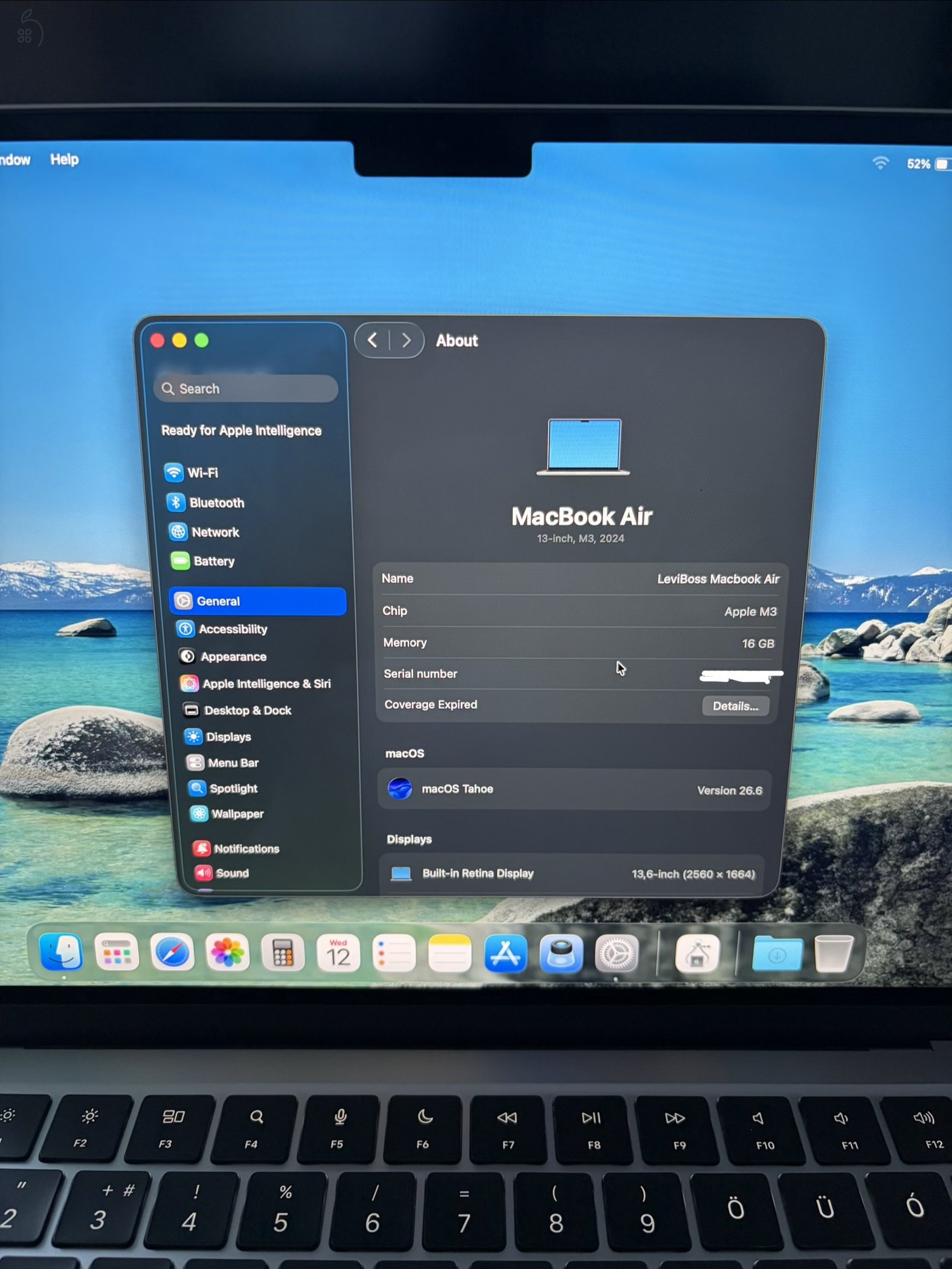 Apple Macbook Air M3 16/512 GB, 100% akku