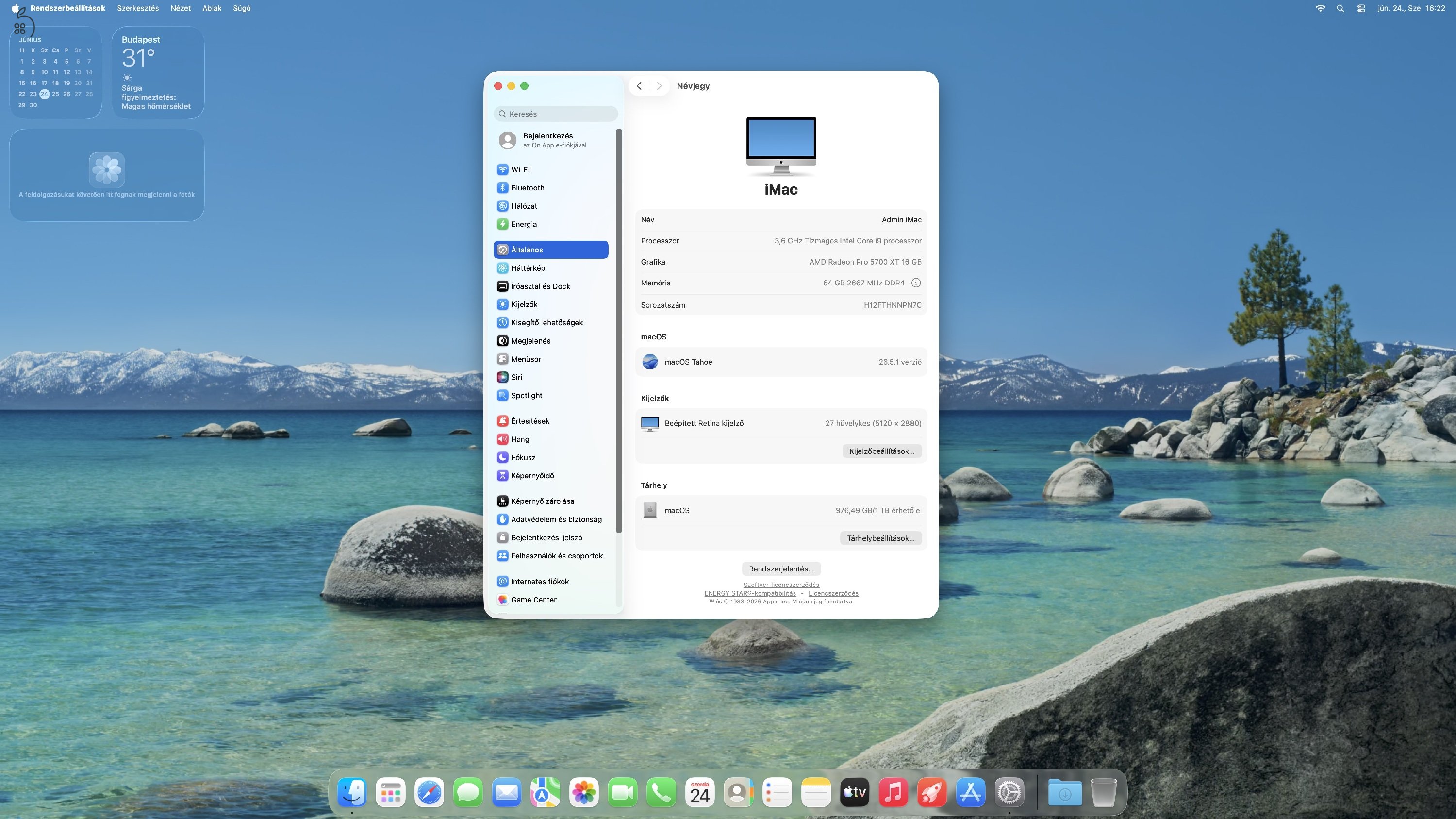 iMac (Retina 5K, 27-inch, 2020) i9 1TB 64GB macOS 26 Tahoe