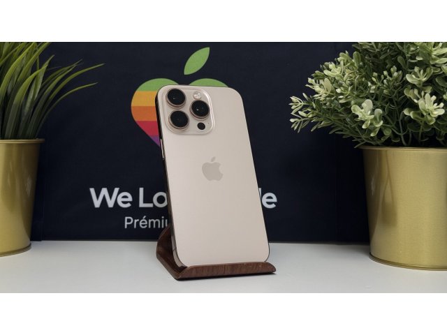 iPhone 16 Pro 128GB, Sivatagszínű Titán, Független, Számla, 2 Év Garancia, 88%