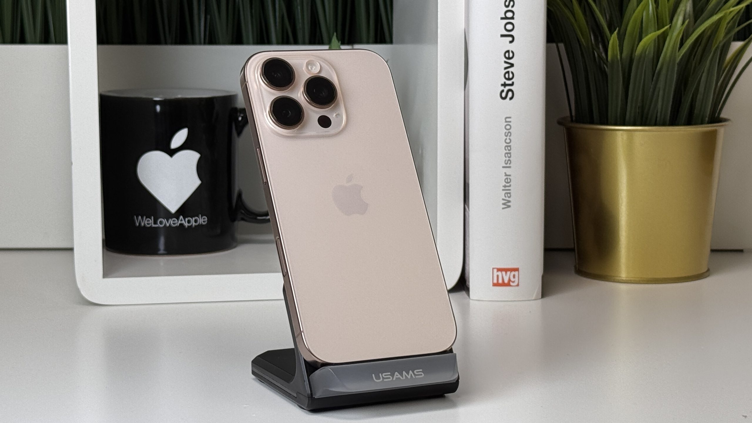 iPhone 16 Pro 128GB, Sivatagszínű Titán, Független, Számla, 2 Év Garancia, 88%