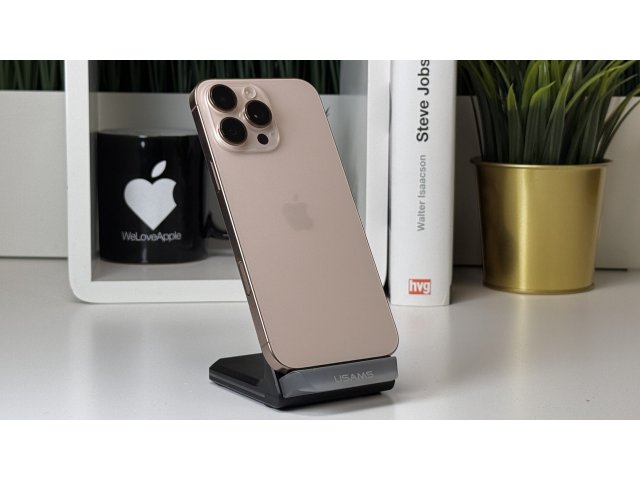 iPhone 16 Pro Max 256GB, Sivatagszínű Titán, Független, Számla, 2 Év Garancia, 91%