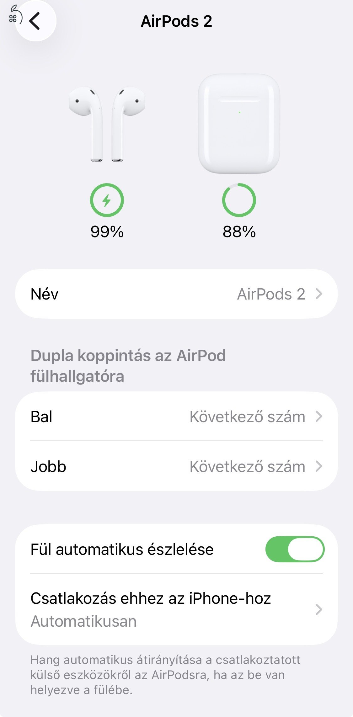 Apple Airpods 2 (Eredeti) (Jó akku)