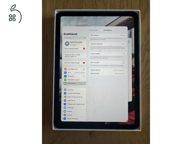 iPad Air 11-inch (M2) 256GB 100% Akkuállapot