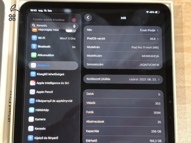 1,5 hónapos iPad Pro M5 11