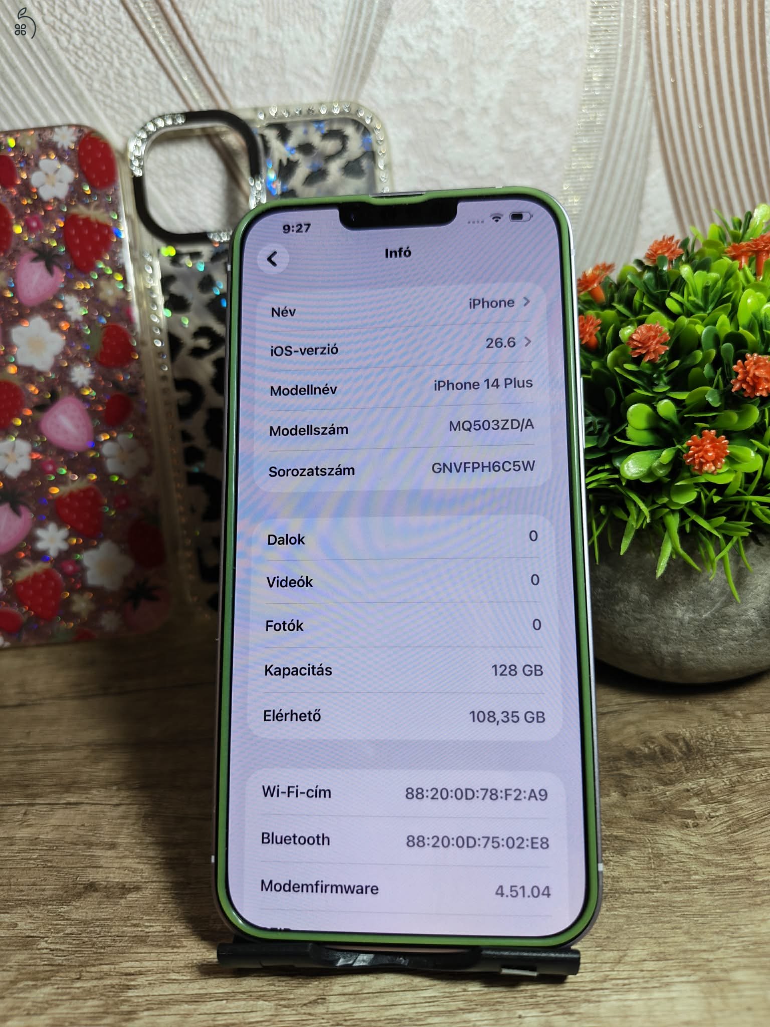iPhone 14 Plus 128GB Purple 100% akku, kártyafüggetlen, nagyon szép, extra ajándékokal!
