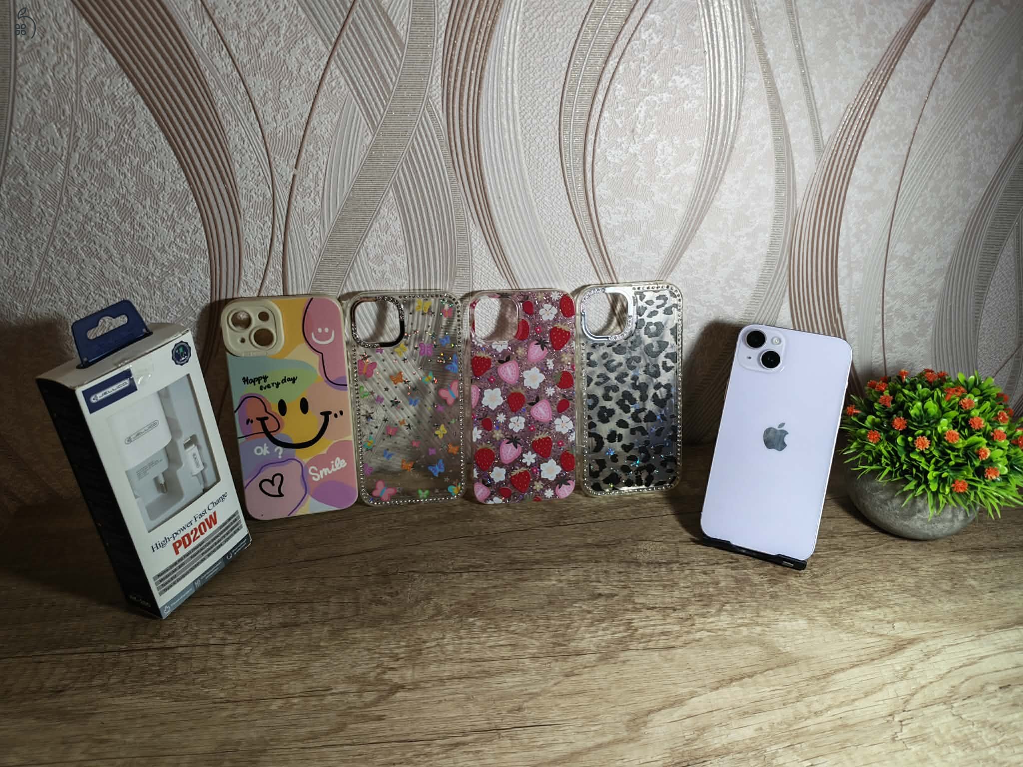 iPhone 14 Plus 128GB Purple 100% akku, kártyafüggetlen, nagyon szép, extra ajándékokal!