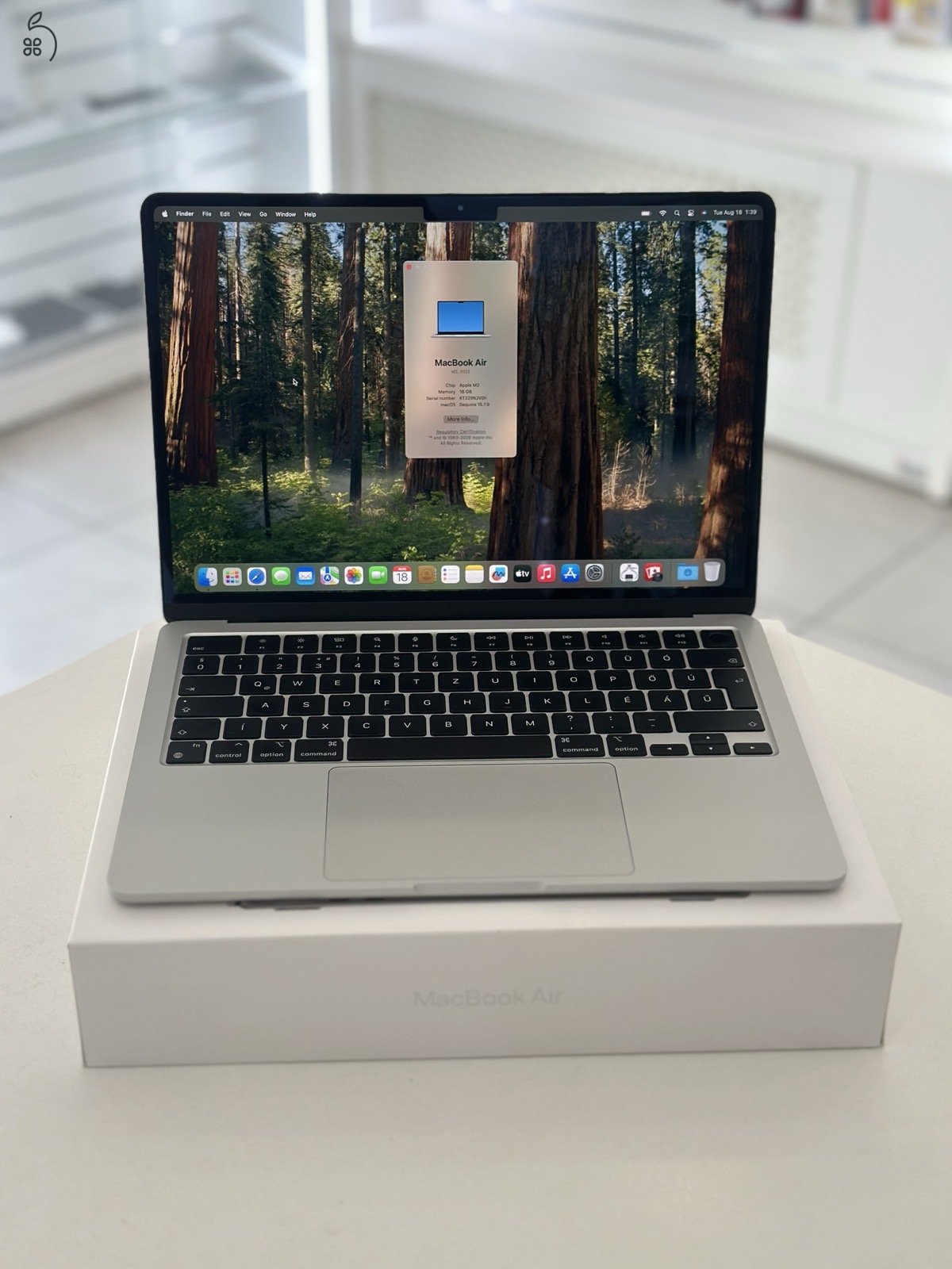 MacBook Air M2 13” 16GB/256ssd/Hibátlan/1 hónap gar./Akku 100%/p4990
