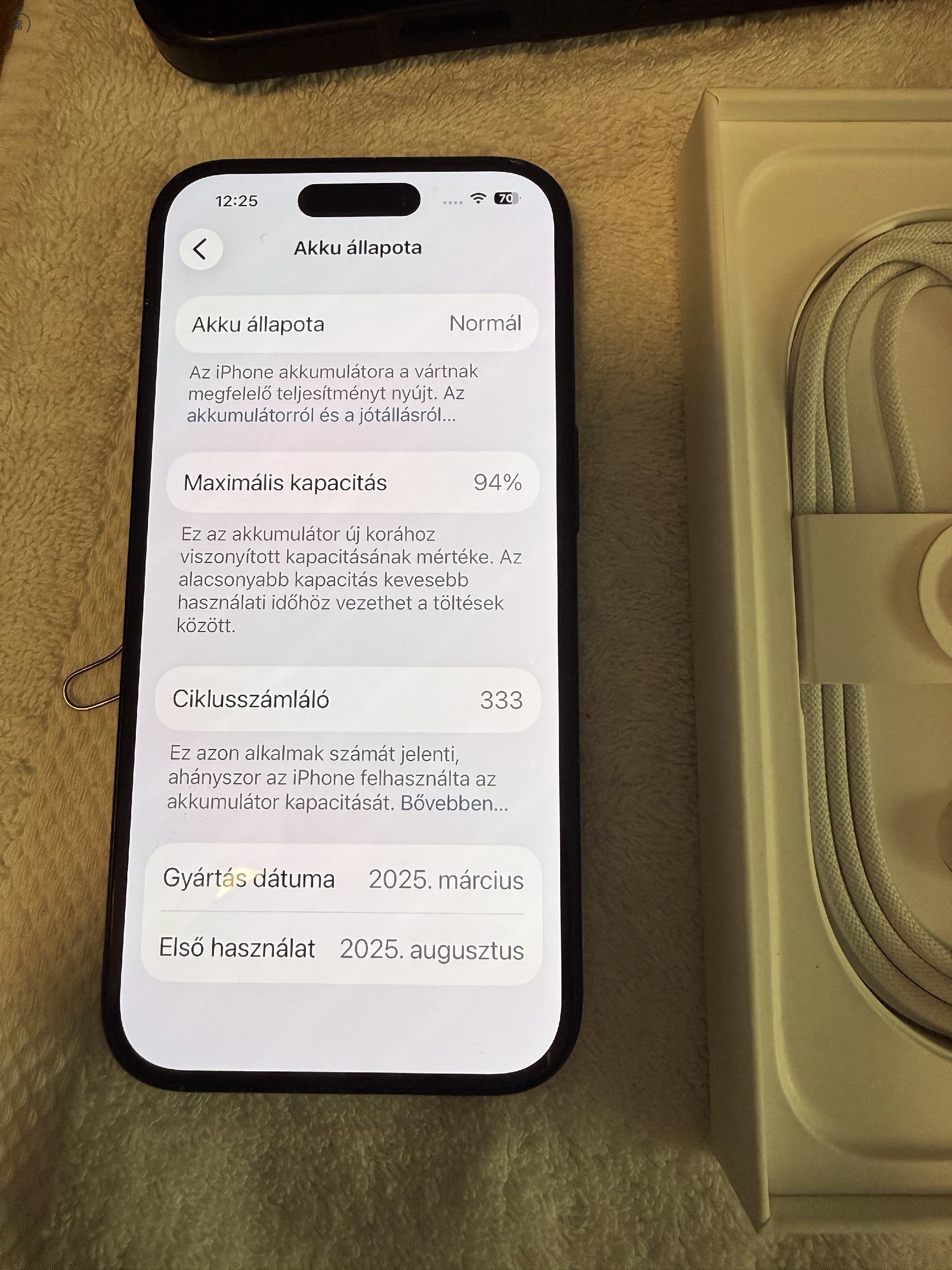 Iphone 16 256, 1 eves, karcmentes hibatlan 93%