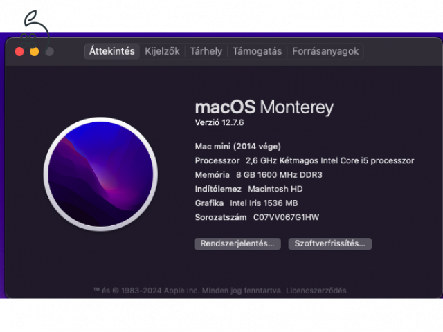 MacMini i5 kiegészítőkkel