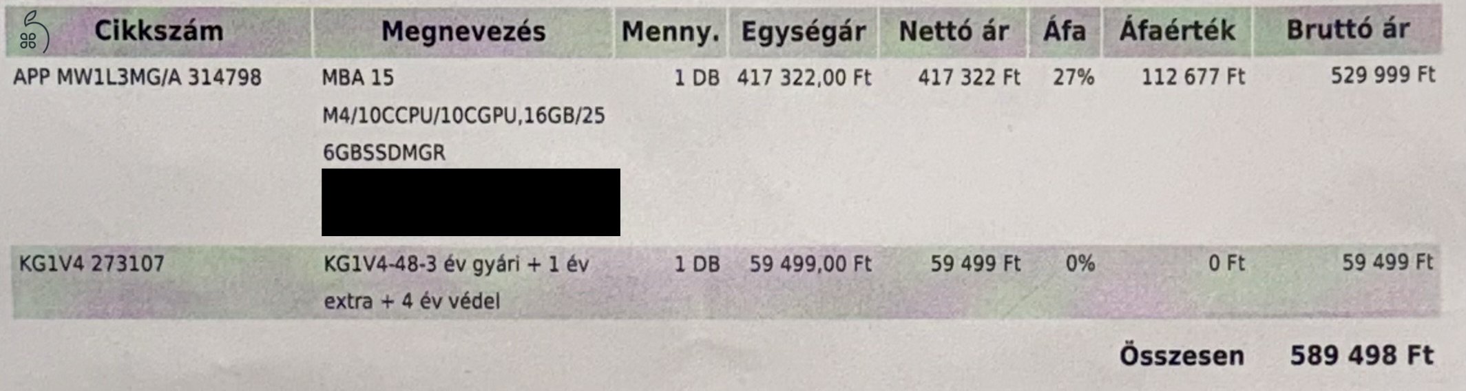 Macbook Air 2025 - 15” - M4 - 3 év balesetbiztosítással