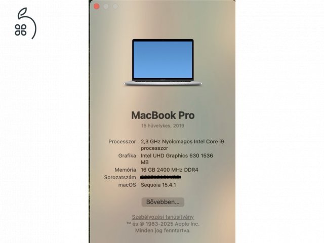 MacBook Pro 15” 2019 – i9 / 16GB / 512GB / Radeon Pro 560X