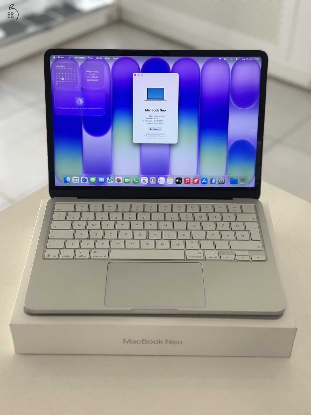 MacBook Neo 8GB/512ssd/Hibátlan/2027.04.23.Apple gar./Akku 100%/p4993