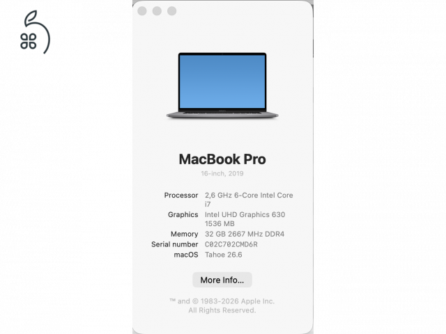 MacBook Pro 16” (2019) – i7 / 32 GB RAM / 512 GB SSD / Touch Bar