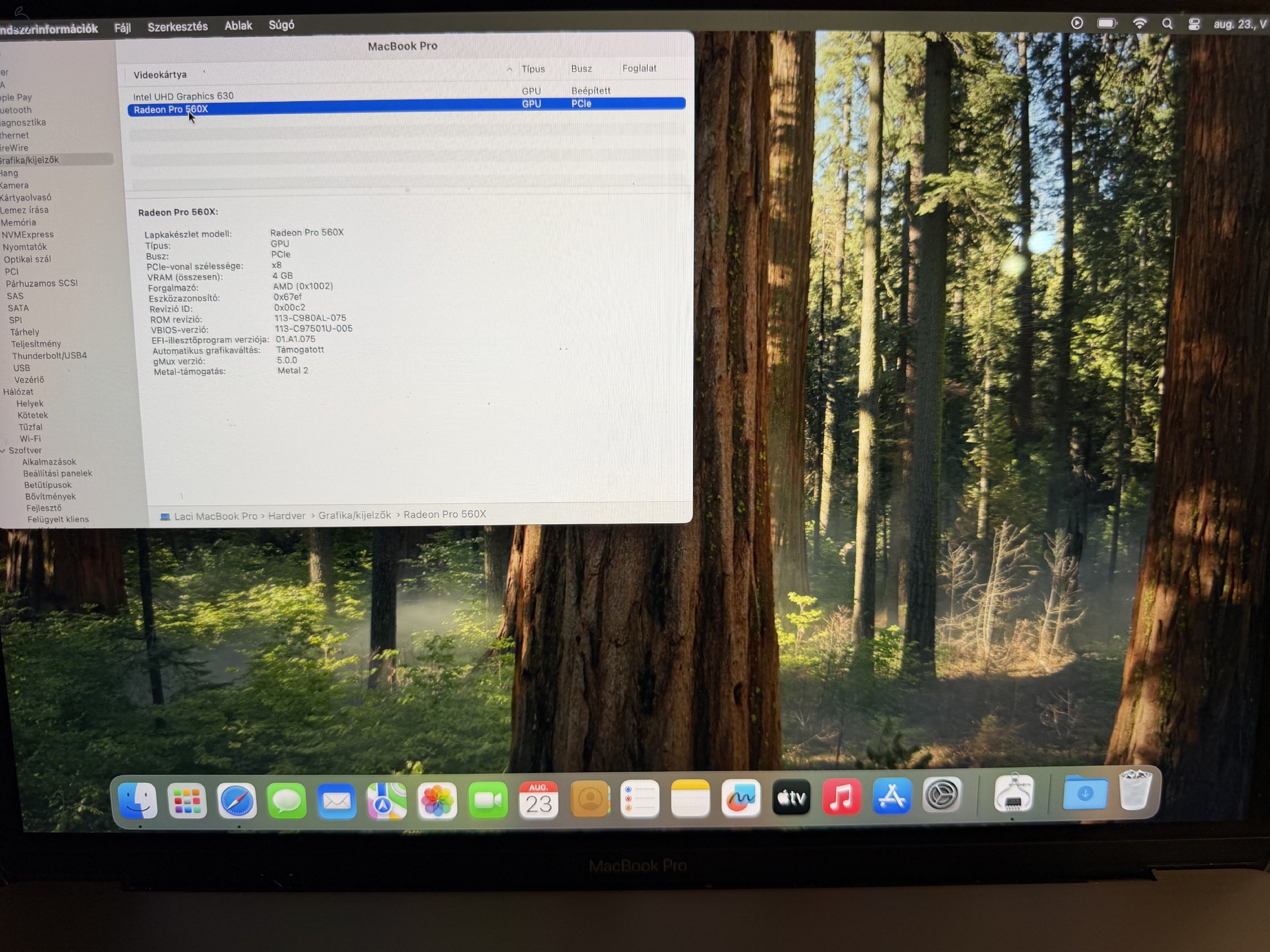 MacBook Pro 15 2019 I9/16GB RAM/512GB SSD/Radeon Pro 560X/Touchbar eladó!