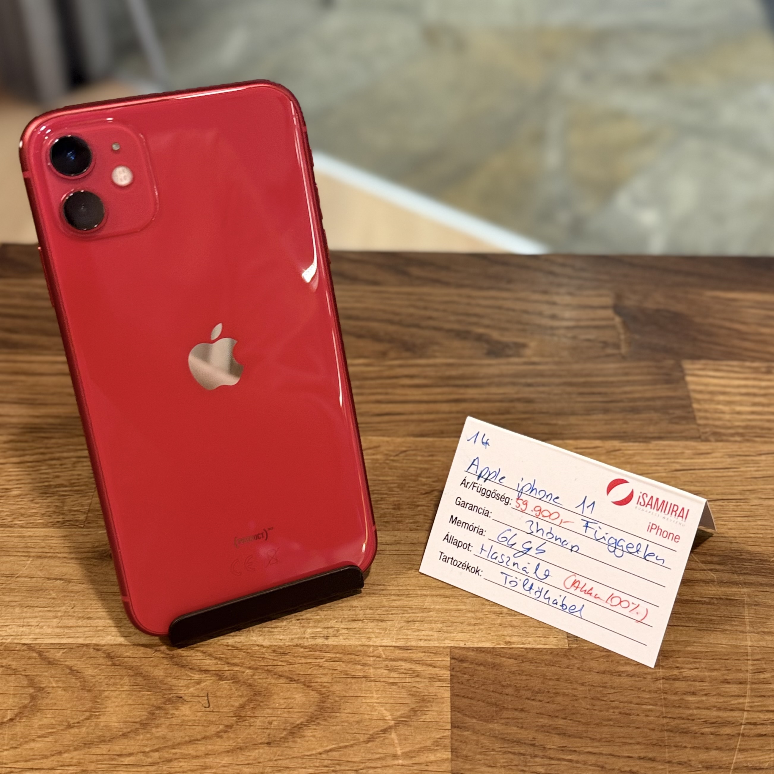 Apple iPhone 11 - 64GB - Piros - 100% akku (14.)