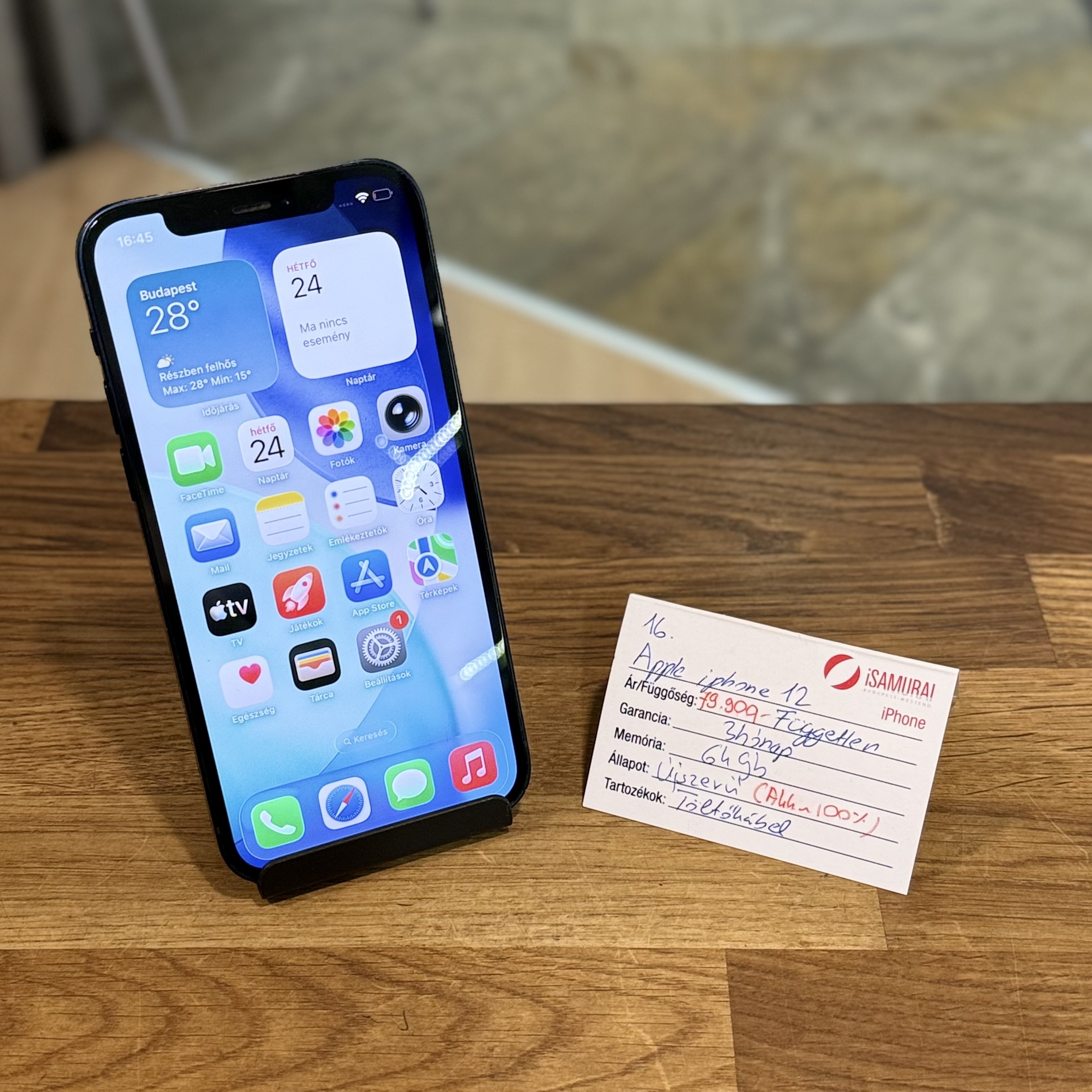 Apple iPhone 12 - 64GB - fekete - 100% akku (16.)