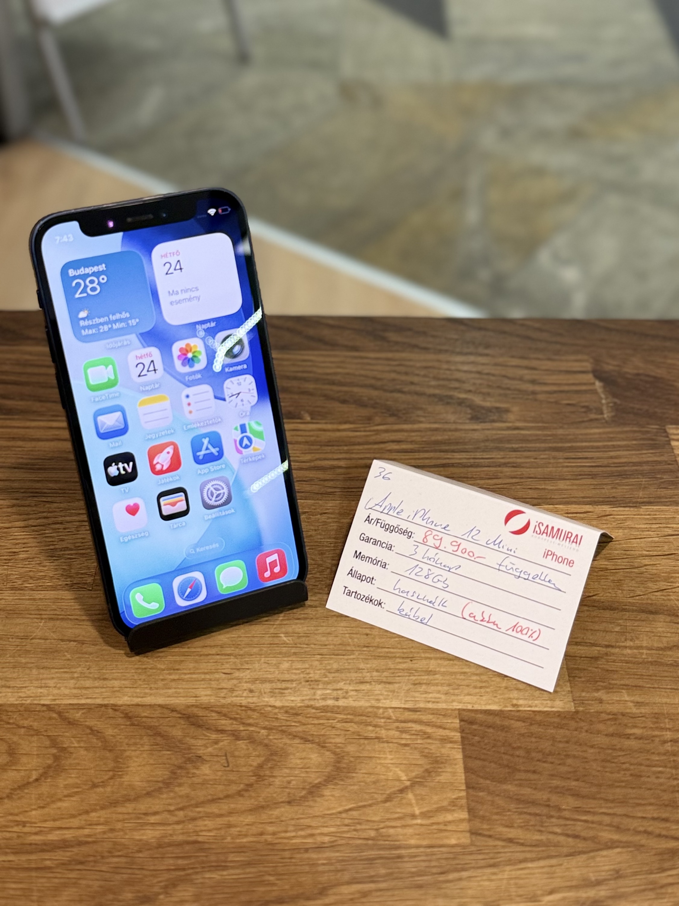 Apple iPhone 12 Mini - 128GB - Fekete - 100% akku ( 36. )