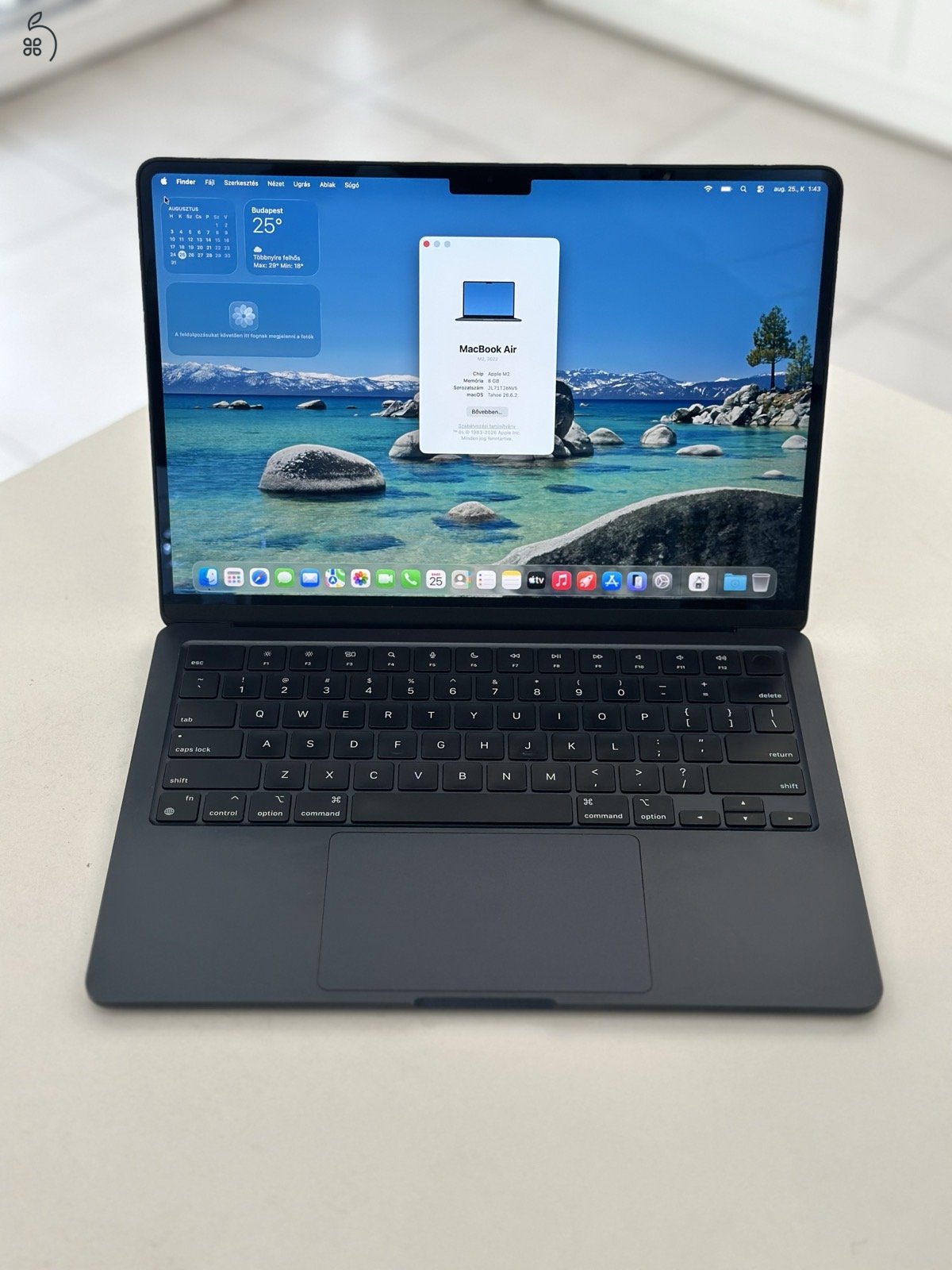 MacBook Air M2 13” 8GB/256ssd/USA bill./1 hónap gar./Akku 94%/p4997