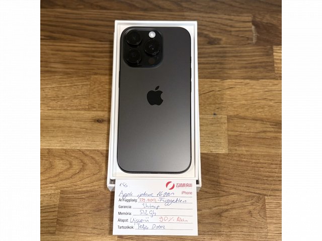 Apple iPhone 16 Pro - 512GB - fekete - 90% akku (156.)