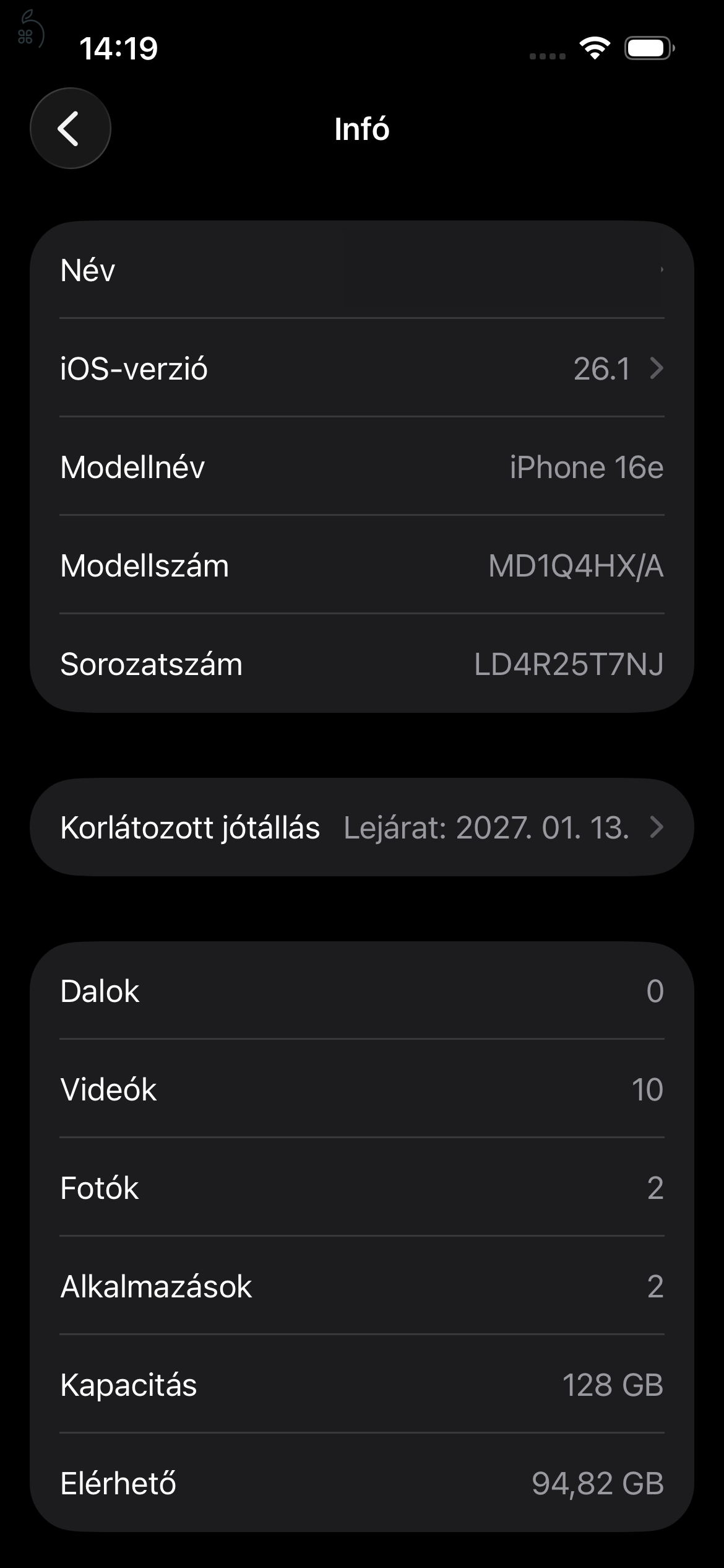 garanciális Apple iPhone 16e 128 GB újszerű
