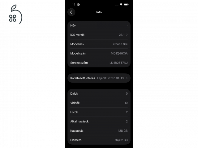 garanciális Apple iPhone 16e 128 GB újszerű