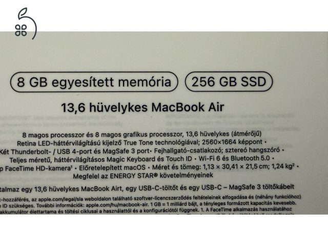 Eladó Apple MacBook Air M2 (2022) – 13,6” / 8 GB / 256 GB – hibátlan állapot