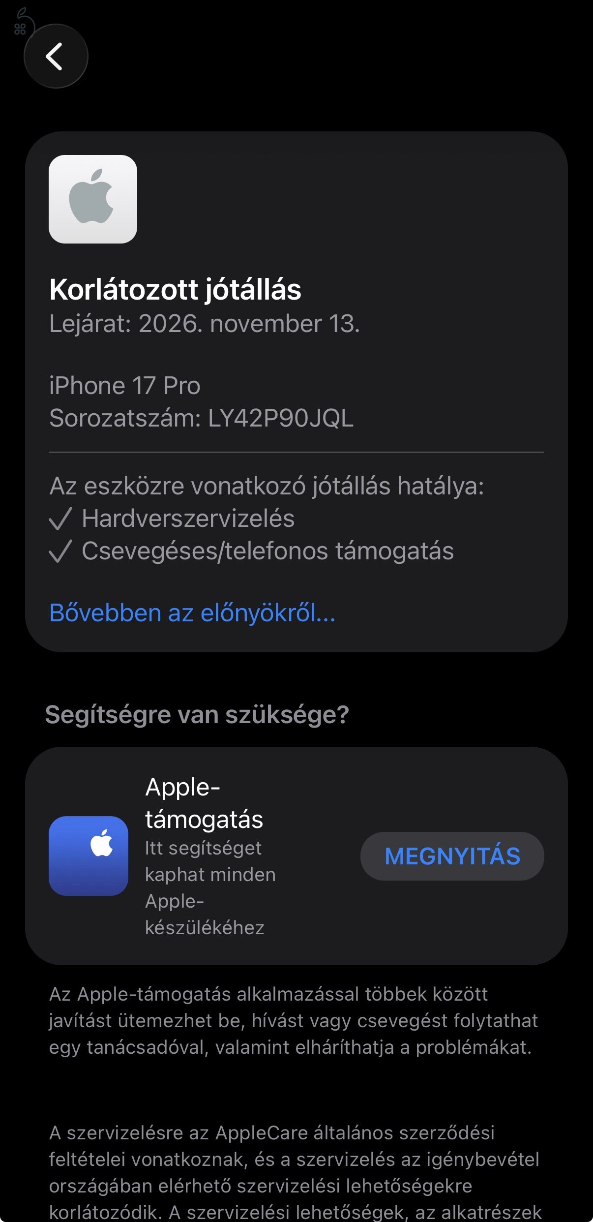 Apple iPhone 17 Pro 256GB Ezüst Független / Garancia 2026.11.13 / Akku 98%
