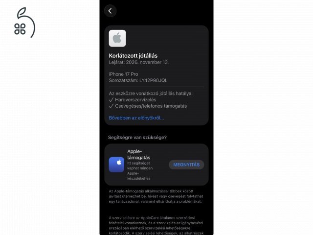 Apple iPhone 17 Pro 256GB Ezüst Független / Garancia 2026.11.13 / Akku 98%