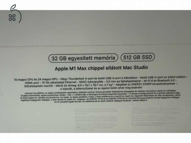 Apple Mac Studio M1 Max 32GB / 512GB – hibátlan, dobozos