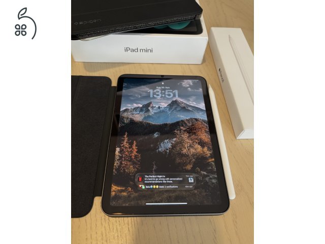 iPad mini 6 256GB + Apple Pencil 2 + 3 tok (karcmentes, 93% akku)