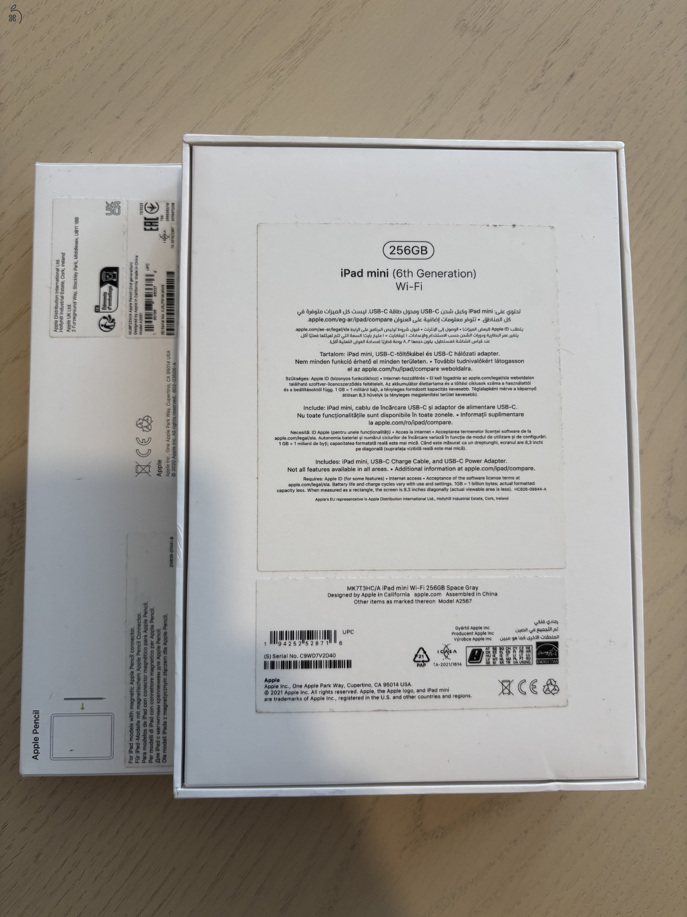 iPad mini 6 256GB + Apple Pencil 2 + 3 tok (karcmentes, 93% akku)