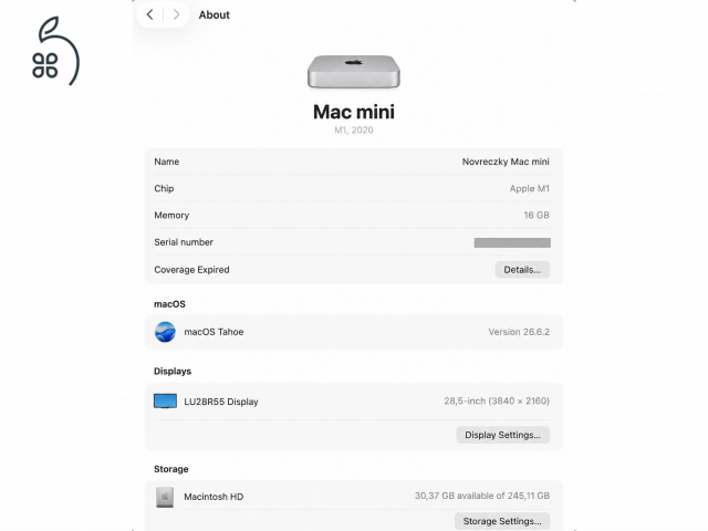 Mac mini M1 16 GB RAM / 256 GB SSD