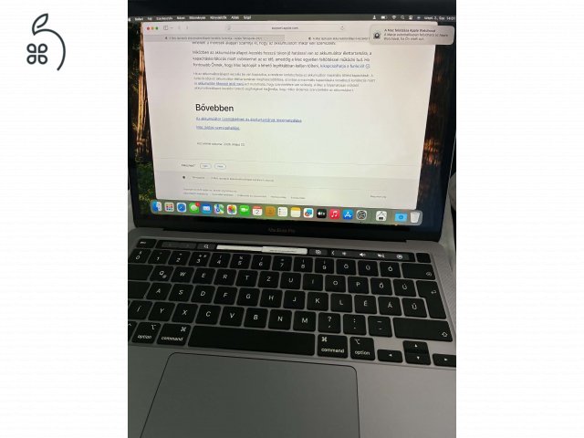 2020 MacBook PRO, gyönyörű állapot, i7, 32GB RAM, 512GB