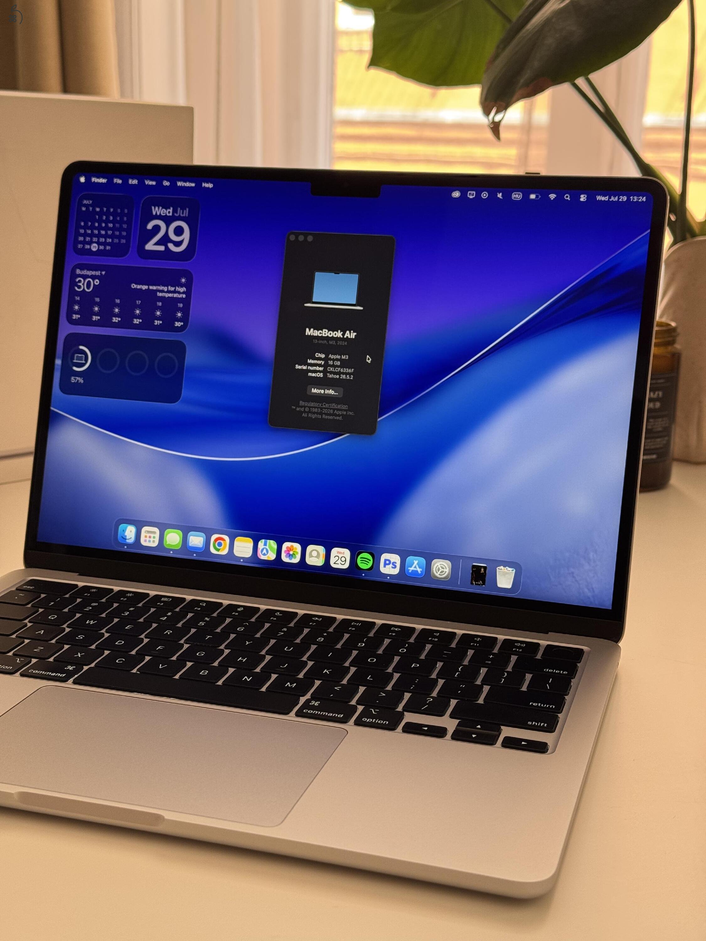 MacBook Air 13” M3 (16 GB RAM, 512 GB SSD), Silver