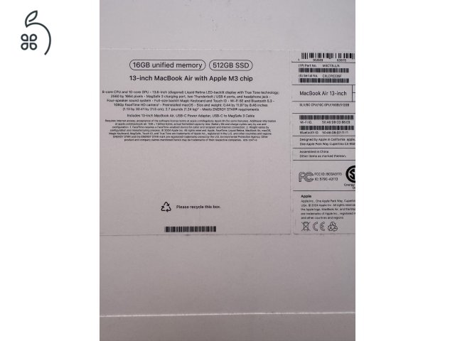 MacBook Air 13” M3 (16 GB RAM, 512 GB SSD), Silver