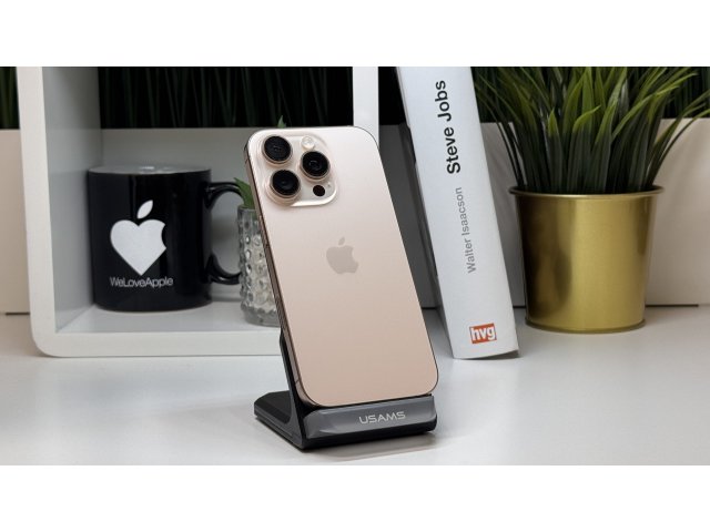iPhone 16 Pro 512GB, Sivatagszínű Titán, Független, Számla, 2 Év Garancia, 92%
