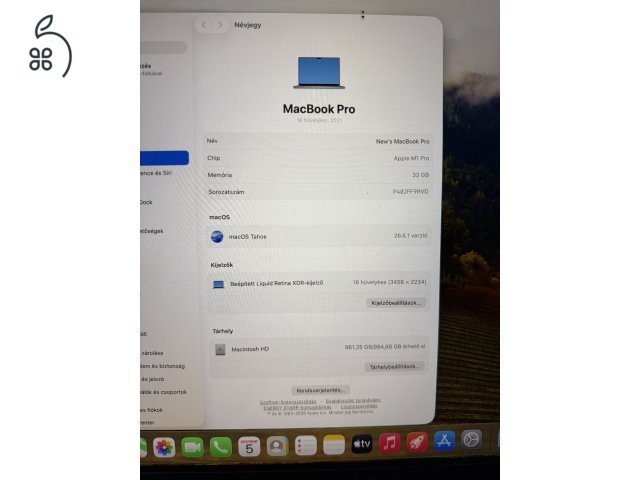 Macbook Pro 16”, M1 Pro, 32GB RAM, 1TB SSD