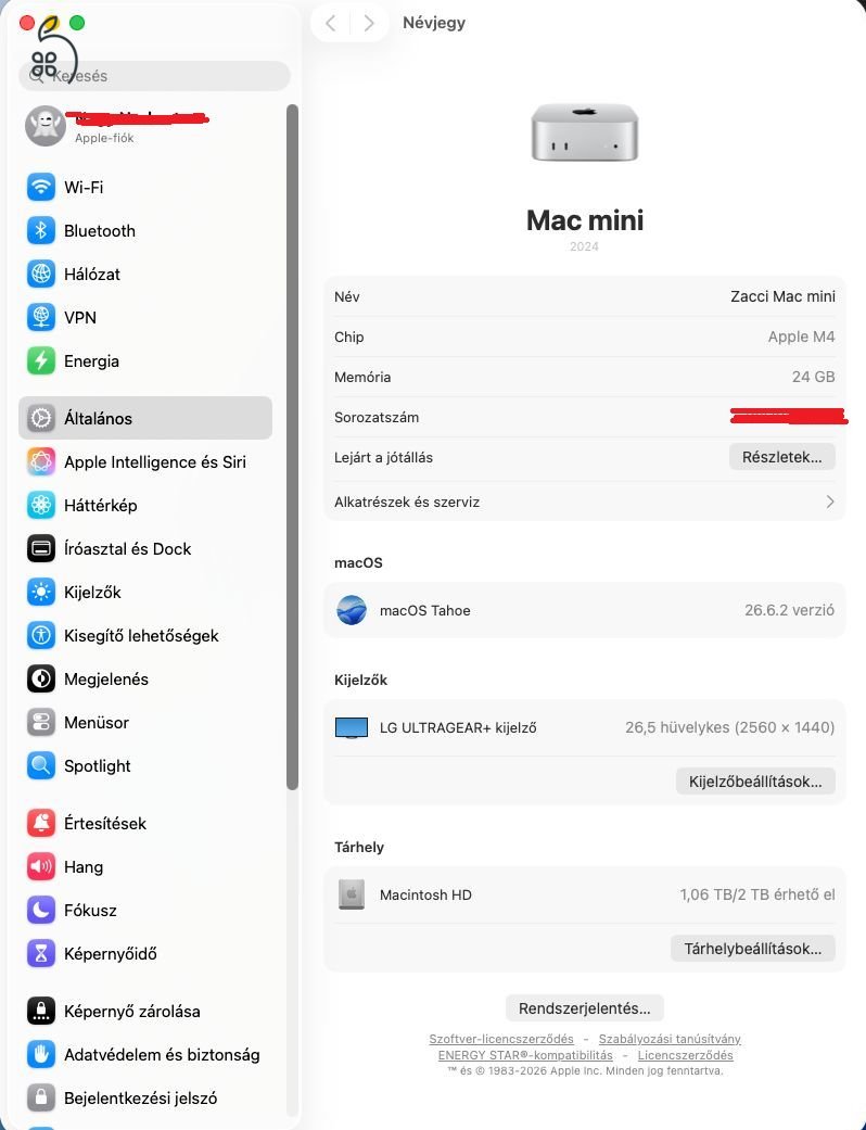 Mac Mini M4 10CPU, 10GPU, 24GB mem, 2TB SSD