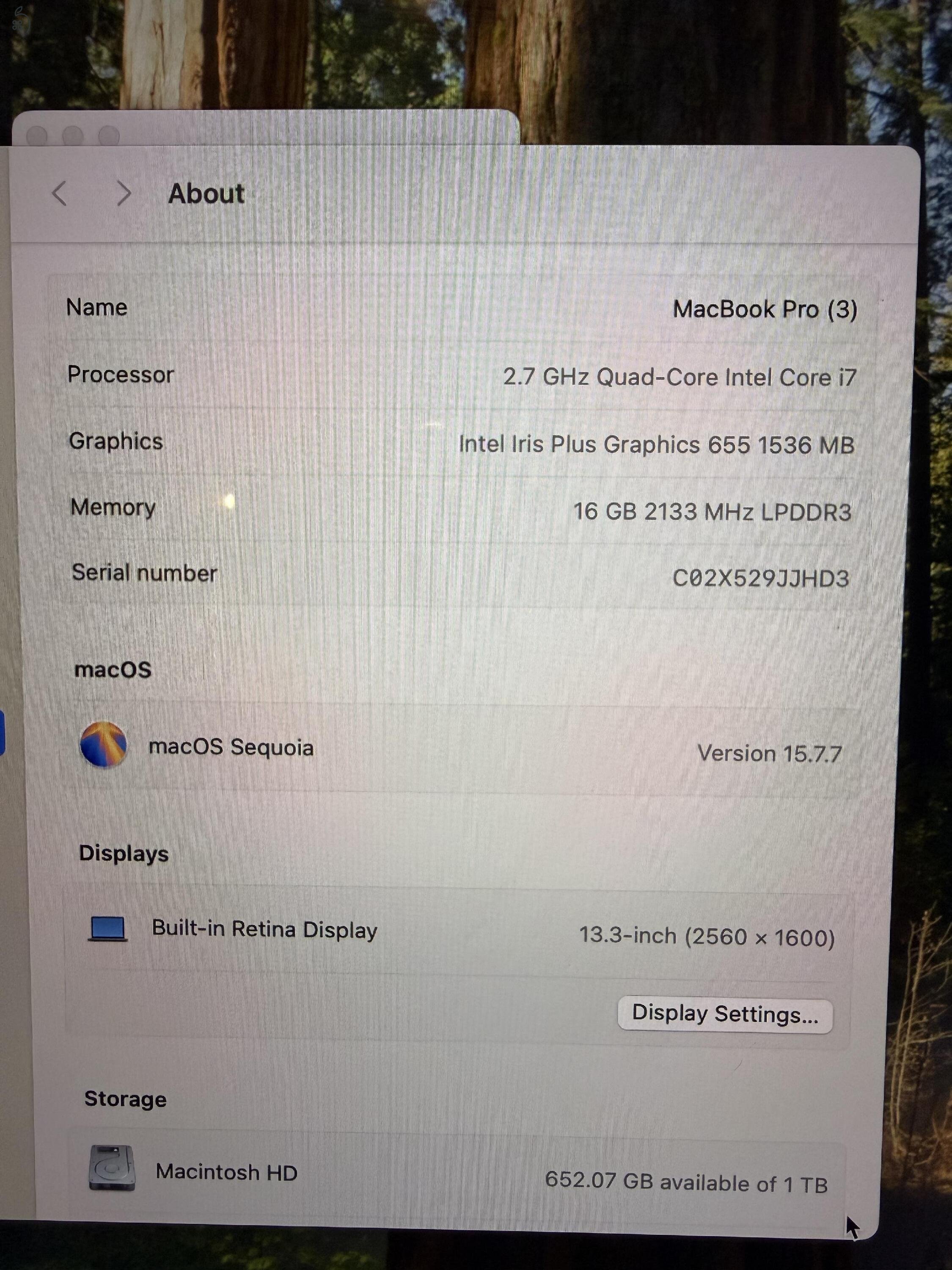 MacBook Pro (13 hüvelykes, 2018, négy Thunderbolt 3-port)