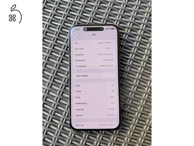 Apple iPhone 14 Pro Max 128 GB Space Black - kártyafüggetlen