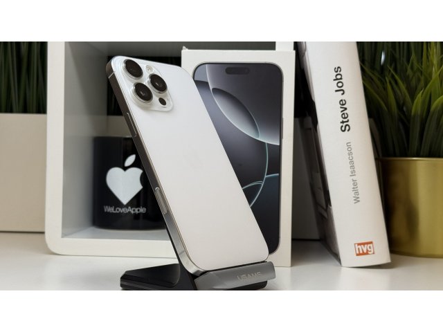 iPhone 16 Pro Max 256GB, Fehér Titán, Független, Számla, 2 Év Garancia, 100%