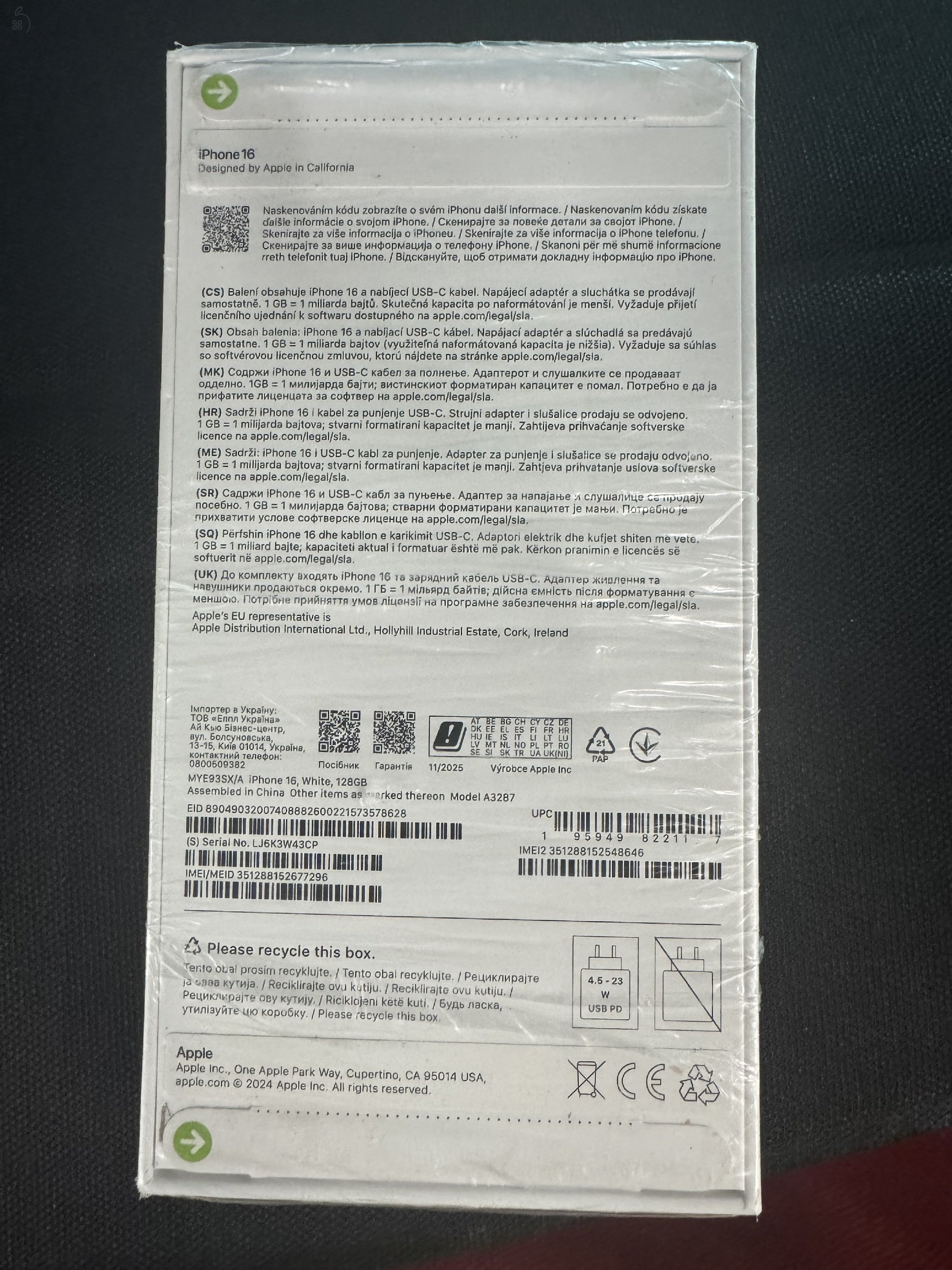 Új iPhone 16 128 gb fehér