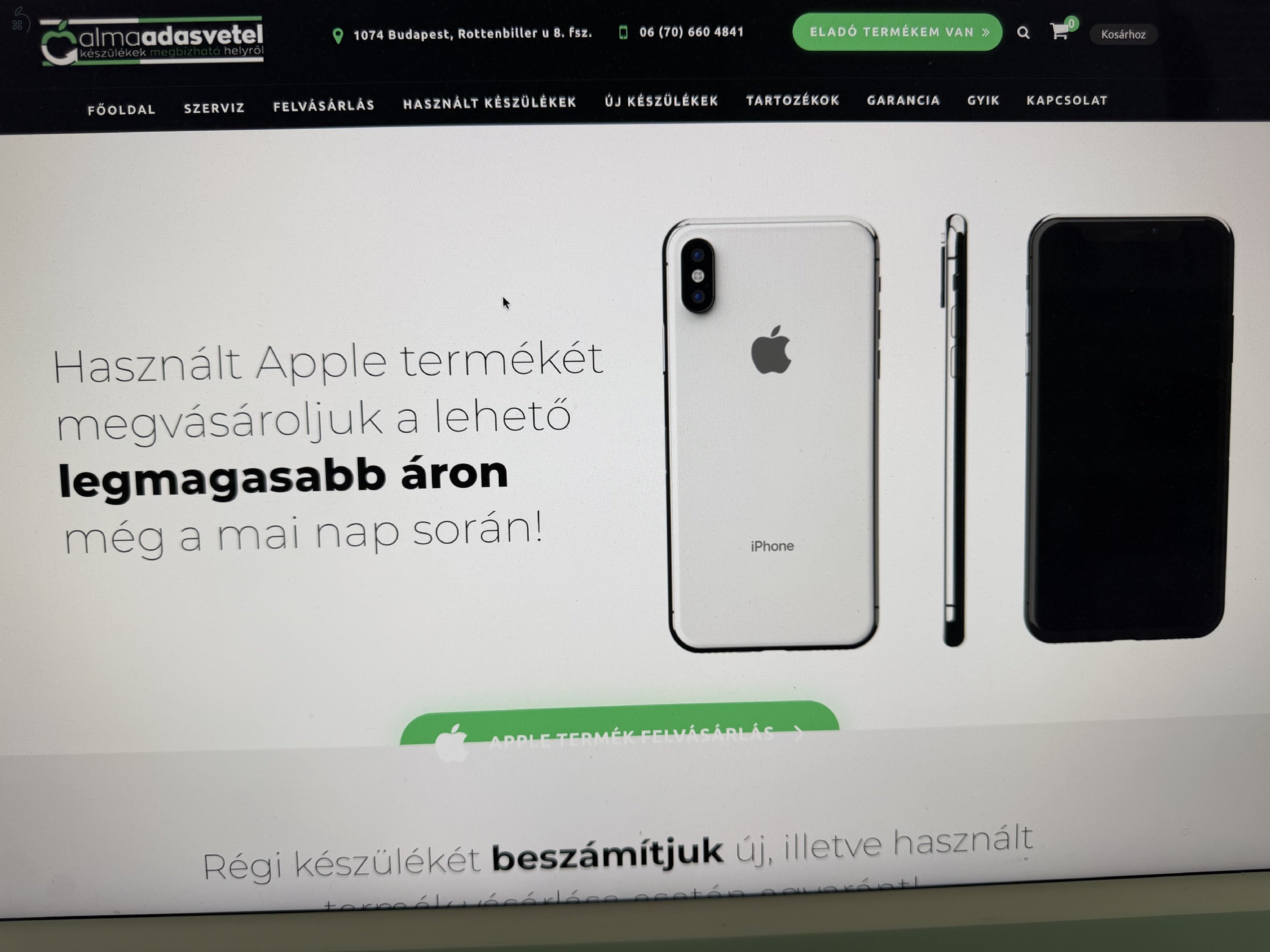 ELADÓ AZ almaadasvetel.hu weboldal. Használt Apple Termékek Felvásárlása weboldal.