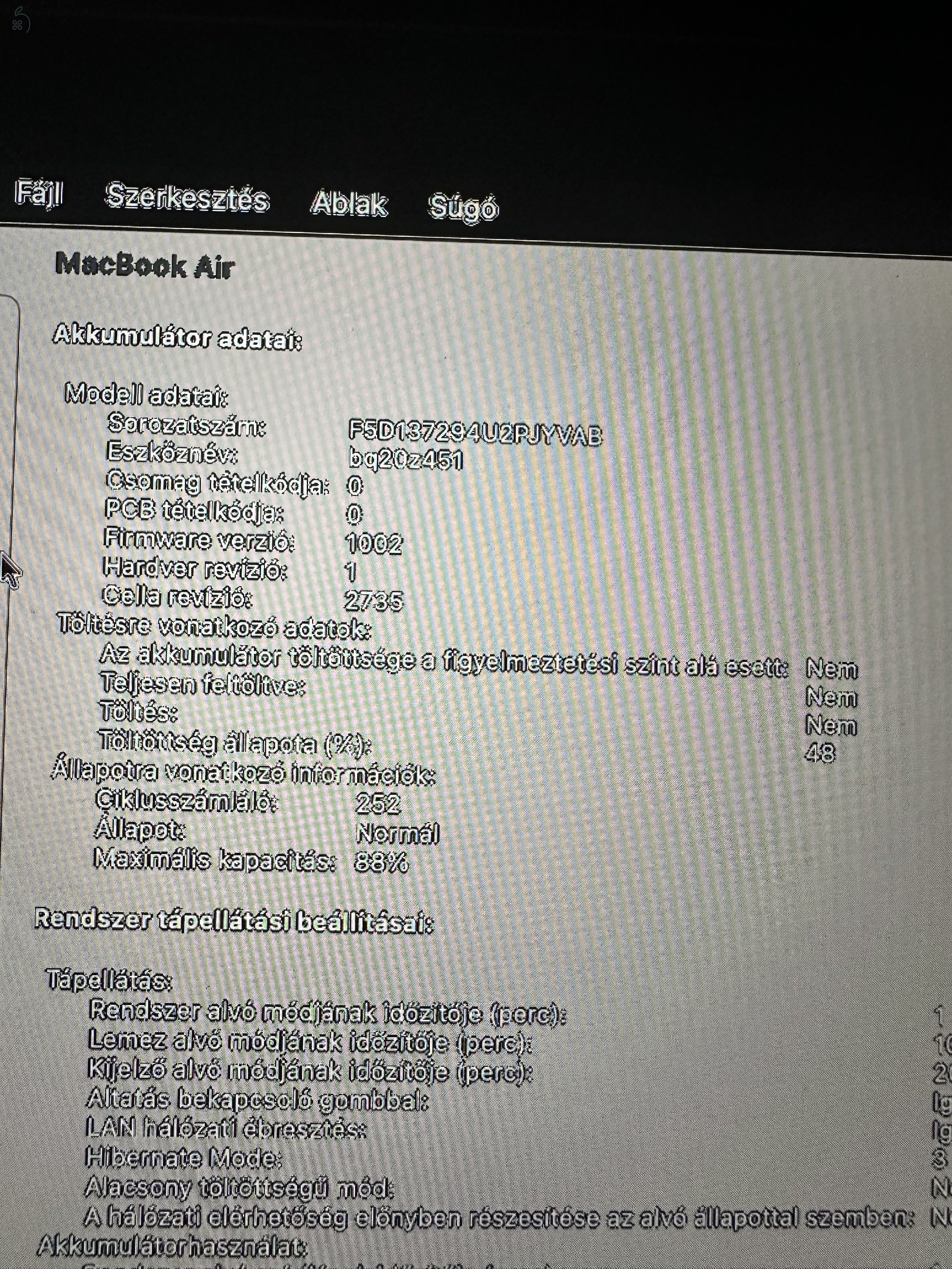 Macbook Air M1 (2020) MacBook Air M1 (2020) - Kijelzőhibás / Donor