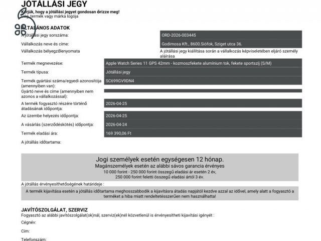 Apple Watch Series 11 42 mm Jet Black