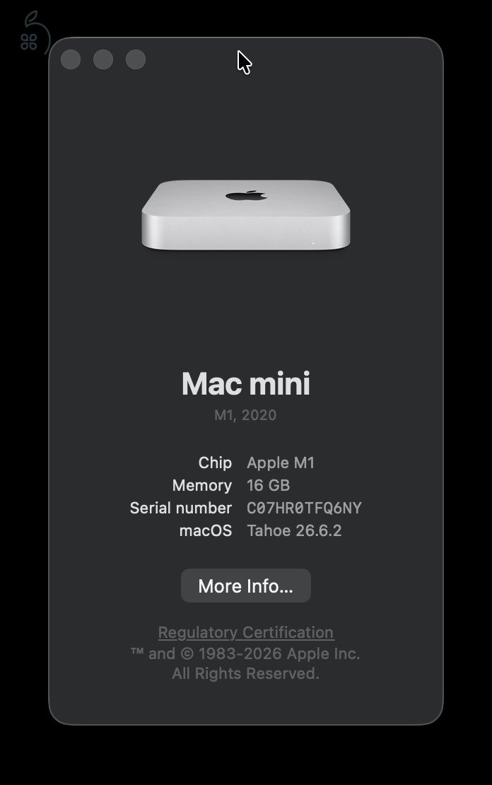Mac Mini M1 (2020) 16GB RAM / 256GB SSD