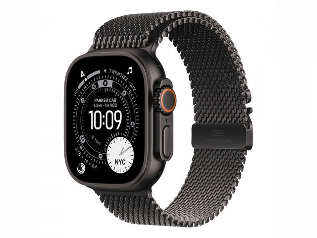 Apple Watch Ultra 3 Cellular 49mm Black Titanium Case with Black Titanium Milanese Loop - Medium