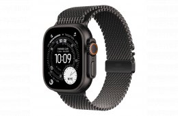 Apple Watch Ultra 3 Cellular 49mm Black Titanium Case with Black Titanium Milanese Loop - Medium